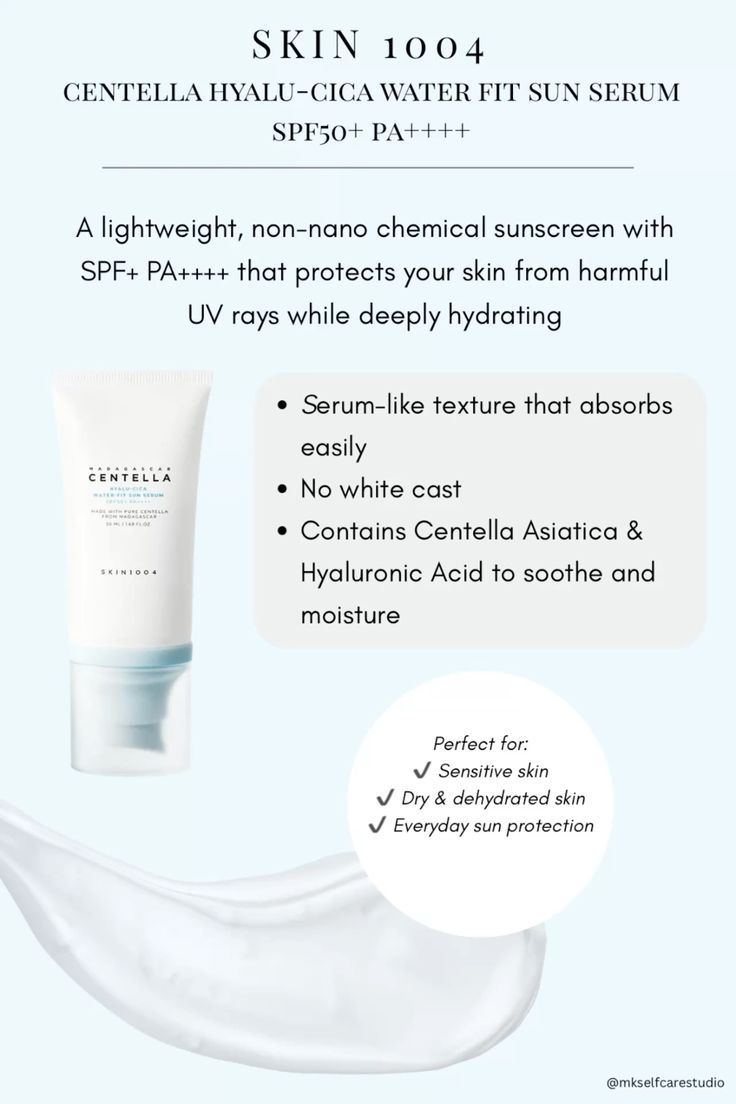 SKIN1004 Centella Water-Fit Sun Serum - Lightweight Moisturizing SPF Glow 50ml